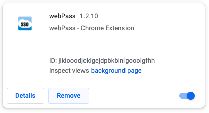 Find WebPass, click Remove